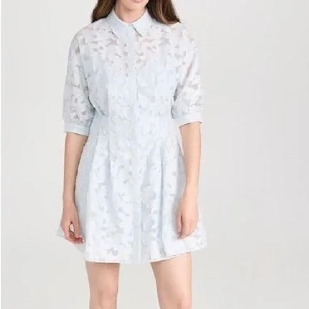 Patterned Sculptural Sleeve Dress - New With Tags - NEVER WORN - Lt Blue